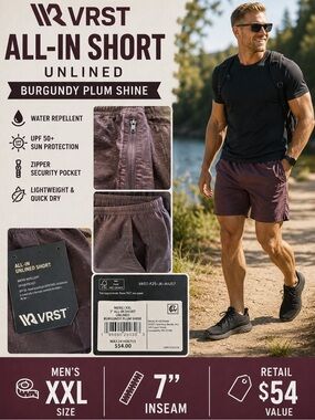 VRST Men’s Athletic Shorts — Burgundy Plum Shine